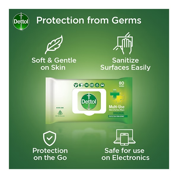 Dettol Multi-Use Skin & Surface Wipes - Original 80's