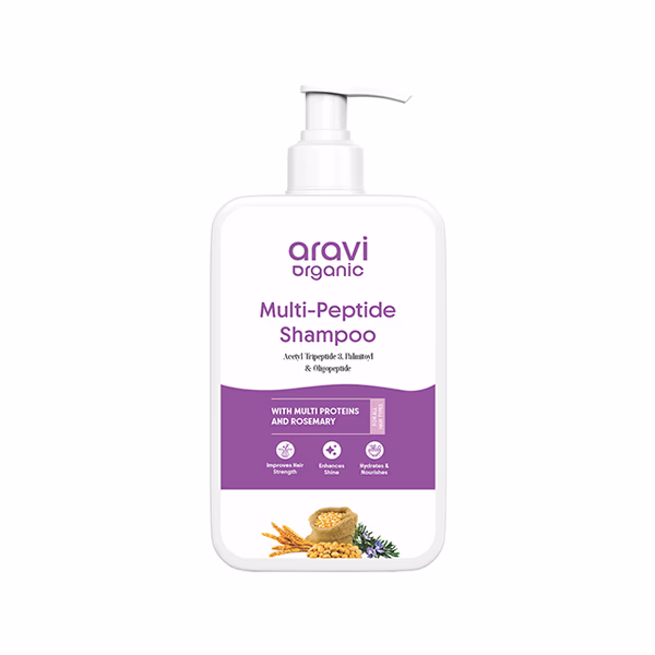 Aravi Organic Multi Peptide Hairfall Shampoo - Acetyl Tripeptide 3, Oligopeptide & Rosemary 200 ml