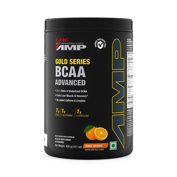 GNC AMP Gold Series BCAA Advanced Powder with Vitamin B6 - Orange Flavour 400 gm 1 14271-gnc-amp-gold-series-bcaa-advanced-powder-with-vitamin-b6-orange-flavour-400-gm-1.jpg
