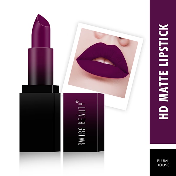 Swiss Beauty HD Matte Lipstick - (Plum House) 3.5 gm