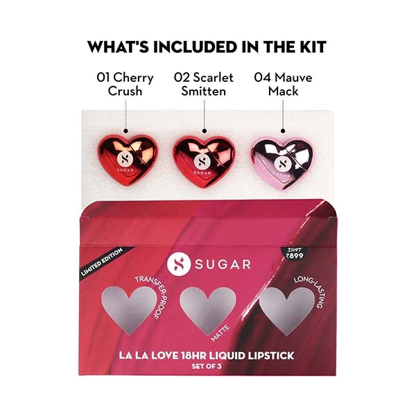 Sugar Cosmetics La La Love 18Hr Liquid Lipstick Set Of 3 15 gm