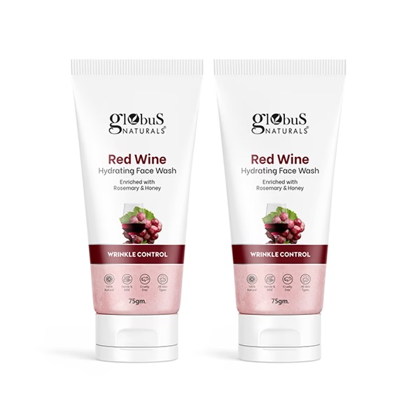 Globus Naturals Red Wine Hydrating Face Wash, Enriched with Rosemary & Honey, 75gm each 2's