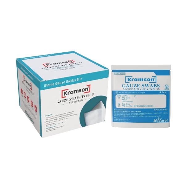 Wellness Kramson Gauze Swab (7.5 Cm x7.5 Cm x 12 Ply) 4's