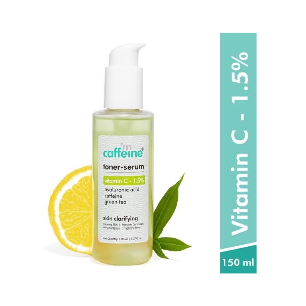 mCaffeine 1.5% Vitamin C 2in1 Toner-Serum with Green Tea for Glowing Skin - Reduces Dark Spots 150 ml