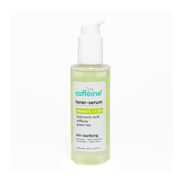mCaffeine 1.5% Vitamin C 2in1 Toner-Serum with Green Tea for Glowing Skin - Reduces Dark Spots 150 ml