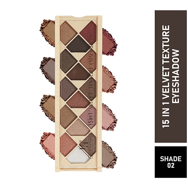 Half N Half 15 in 1 Velvet Texture Eyeshadow, Multicolour Palette - 02 12 gm