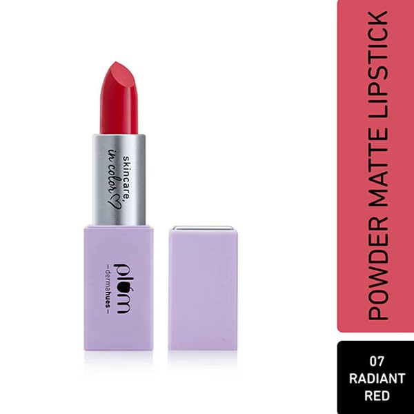 Plum Velvet Haze Matte Lipstick SPF 30, Powder Matte Finish, with Ceramides, 07 Radiant Red 4.2 gm