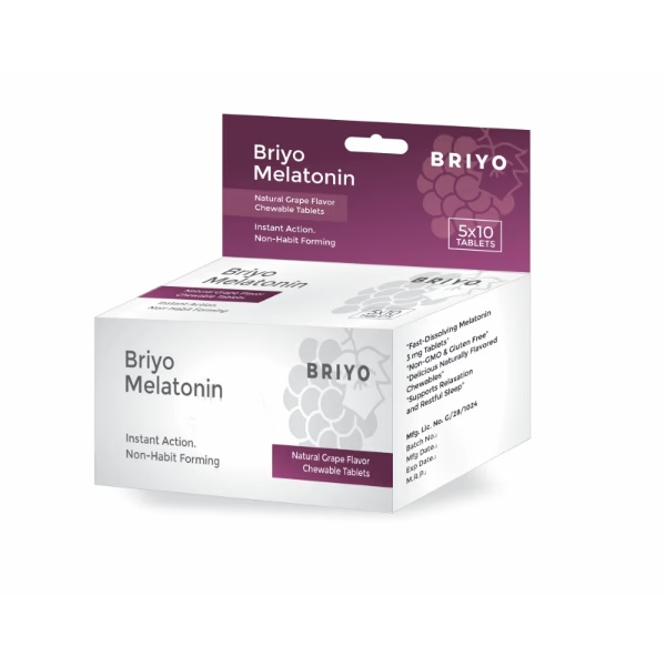 Briyo Melatonin Chewable Tablets - Natural Grape Flavour 50's