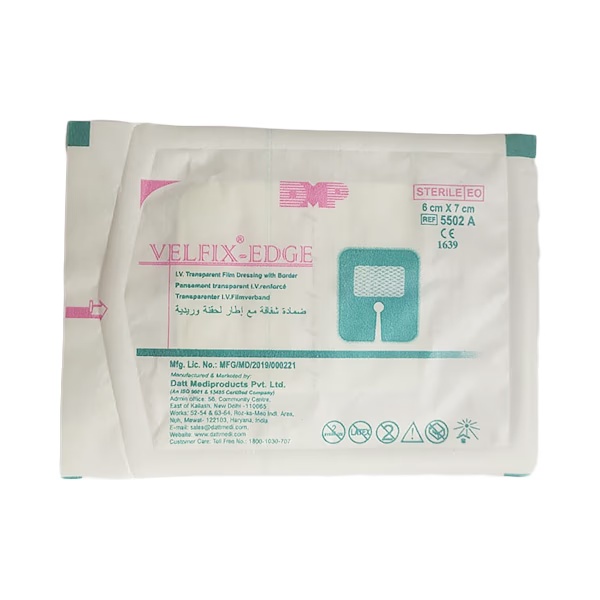 Velfix Edge I.V. Transparent Film Dressing With Border (5502A) (6 cm x 7 cm) 1's