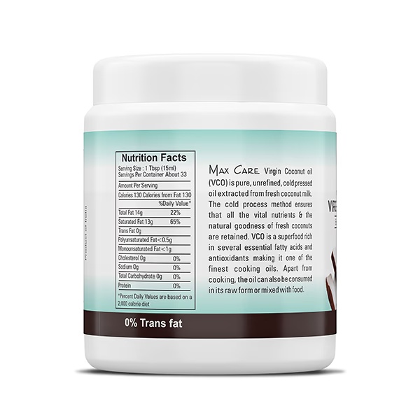 Max Care Cold Pressed Virgin Coconut Oil Wide Mouth 500 ml