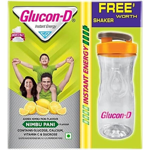 Glucon-D Instant Energy Powder - Nimbu Pani (Refill) + (Shaker Worth Rs 100) 450 g