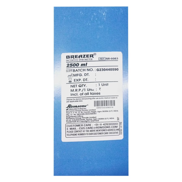 Romsons Breazer 2500 Incentive spirometer Exerciser (SH-6083) 1's