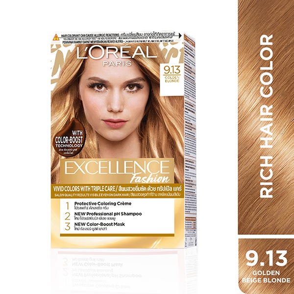 L'Oreal Paris Excellence Fashion Hair Color with Color Boost, 9.13 Golden Blonde 172 ml