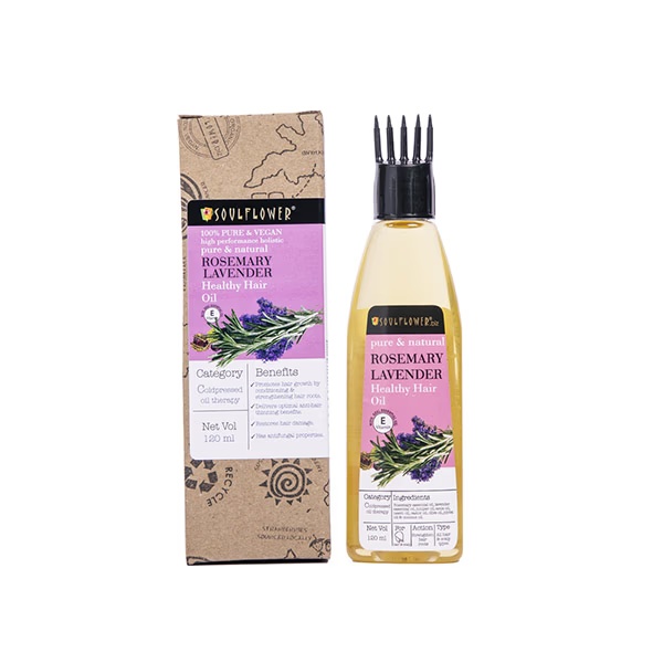 Soulflower Pure and Natural Rosemary Lavender Healthy Hair Oil Vitamin E 120 ml