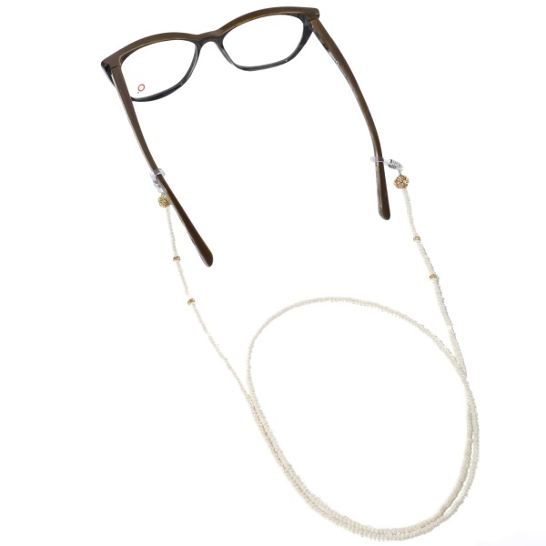 Modisch Off White Moti And Golden Diamond Shine Stone Sunglasses Chain (JC-16Sow) 1's
