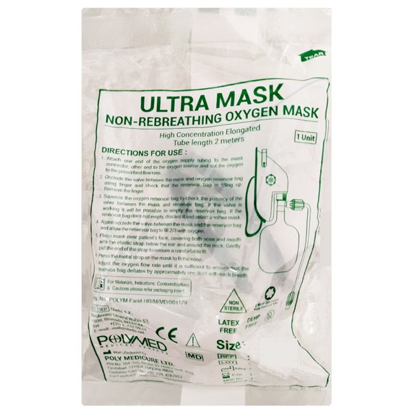 Polymed Ultra Mask Non-Rebreathing Oxygen Mask - Adult 1's
