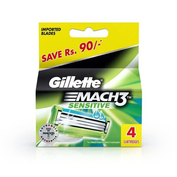 Gillette Mach3 Sensitive Blades - Cartridges (4 Cartridges) 1's