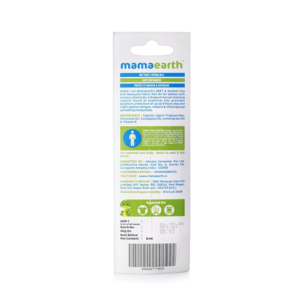Mamaearth Anti Mosquito Fabric Roll On Deet Free 8ml