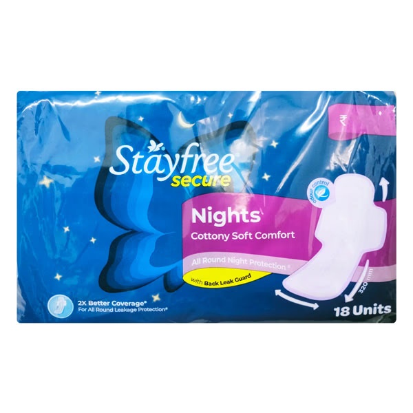 Stayfree Secure Nights Cottony Soft Comfort Sanitary Pad (XL) 18's