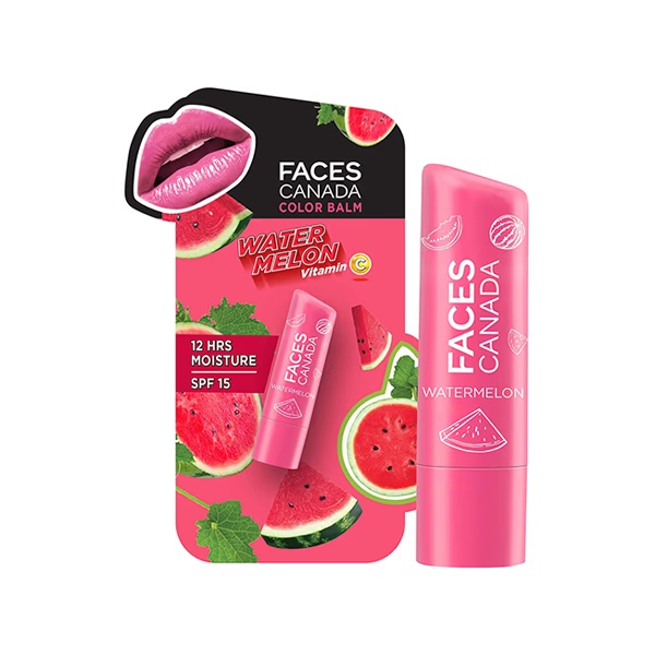 Faces Canada Colour Lip Balm - Watermelon 02 Vitamin C SPF15 12 Hrs Moisture 4.5gm