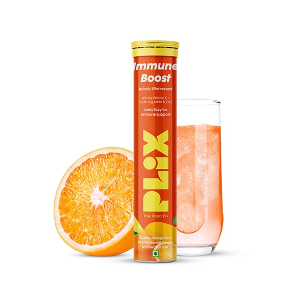 Plix The Plant Fix Vitamin C Immunity Booster 15 Effervescent Tablets (Orange Flavour) 1's