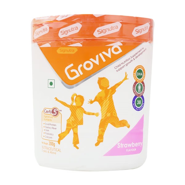 Groviva Age 2+ Child Nutrition Supplement Powder Jar - Strawberry Flavour 200 g