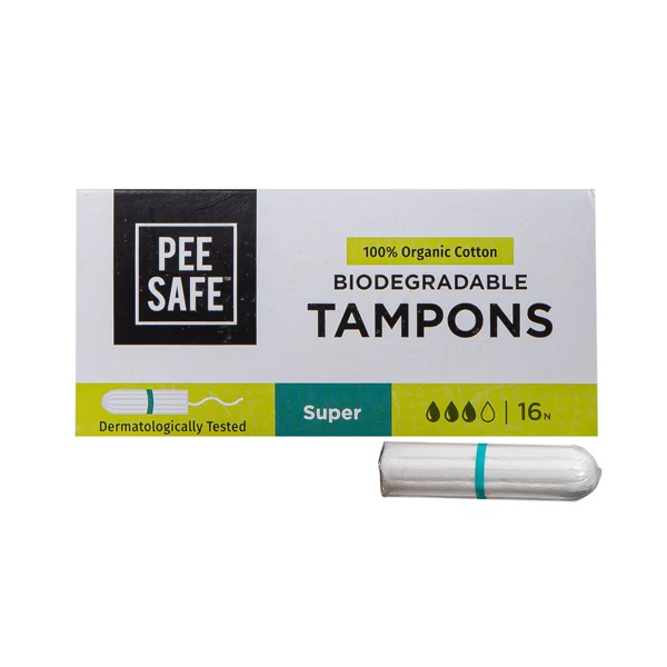 Pee Safe Organic Cotton Tampons (Super) 16's