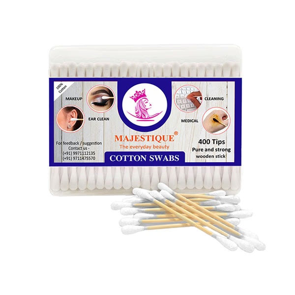 Majestique Natural Cotton Buds Cruelty-Free Cotton Swabs, Gentle On Face, Ear Cleaning, Makeup Cotton Swabs 80gm 1's