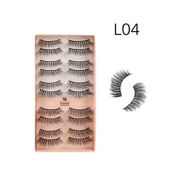 Bronson Professional Eyelash Set 3D False Long And Natural Eye Makeup - L04 10's