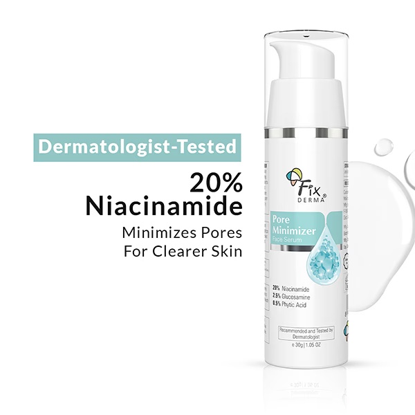 Fixderma 20% Niacinamide Serum for Face with 2.5% Glucosamine and Hyaluronic Acid Serum Men and Women 30 gm
