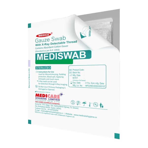 Medica Mediswab Gauze Swab 10 cm x 10 cm x 8 PLY 4's