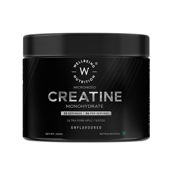 Wellbeing Nutrition 100% Pure Micronised Creatine Powder Monohydrate - Unflavoured, 30 Servings 100 gm