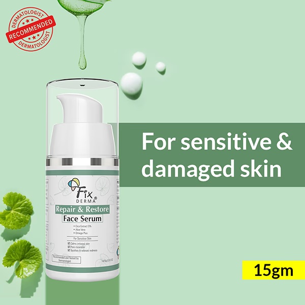 Fixderma 5 Percent Cica Extract Repair and Restore Face Serum for Sensitive Skin 15 gm