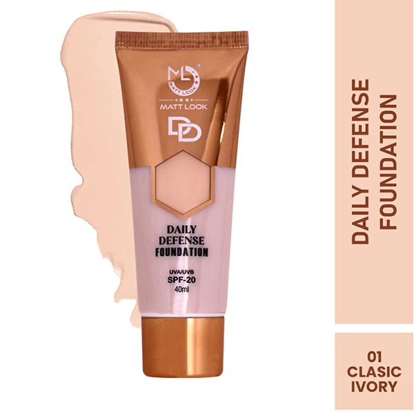 Matt Look Dd Foundation Moisturizing Lasting Even Skin Tone Buildable Coverage Lightweight Waterproof Formula Minimizes Pores, Blemishes & Dark Circles - 01 40 ml