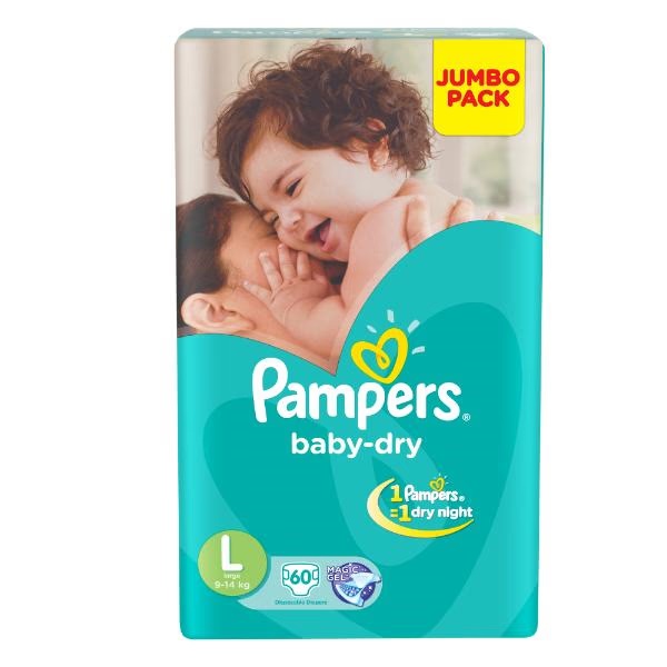 Pampers Baby-Dry Diapers (L) 60's