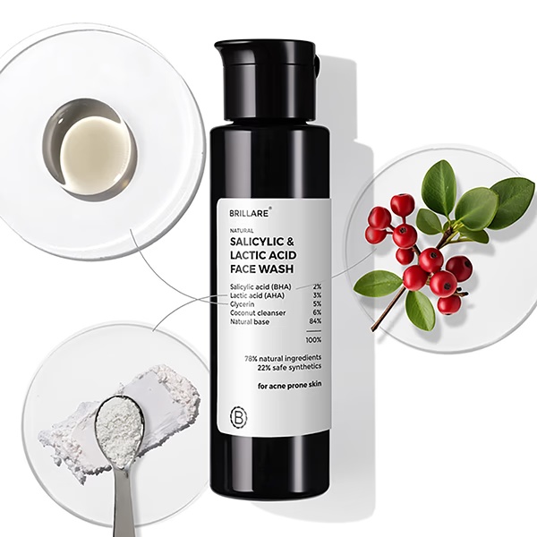 Brillare Salicylic & Lactic Acid Face Wash For Clear, Purified, Acne Prone Skin 100 ml