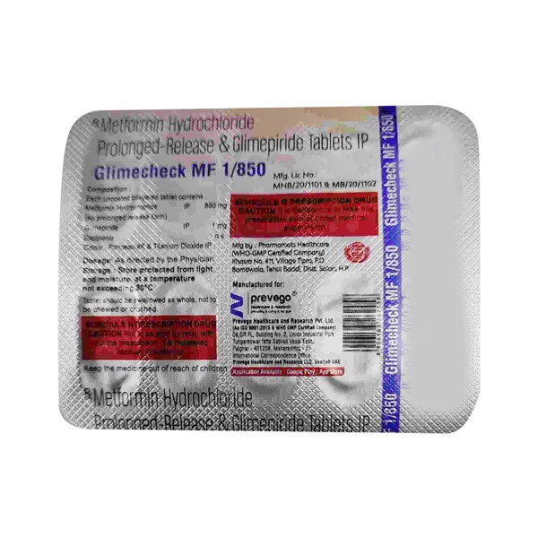 GLIMECHECK MF 1/850 Tablet 10's