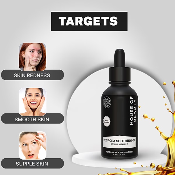 House of Beauty Rosacea Oil-Itchy Inflamed Skin Gives Deep Soothing with Rosehip & Vit-E 30ml
