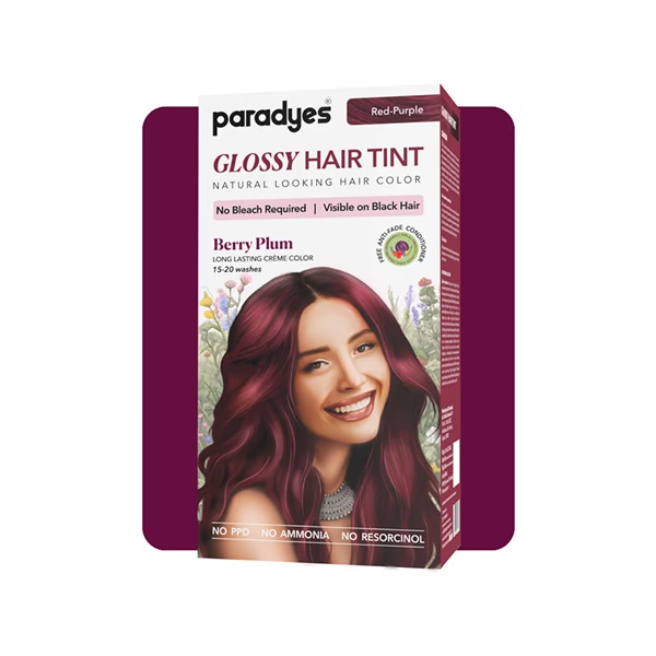 Paradyes Semi-Permanent Berry Plum Glossy Hair Tint, Enriched with Herbal Extracts 160 gm