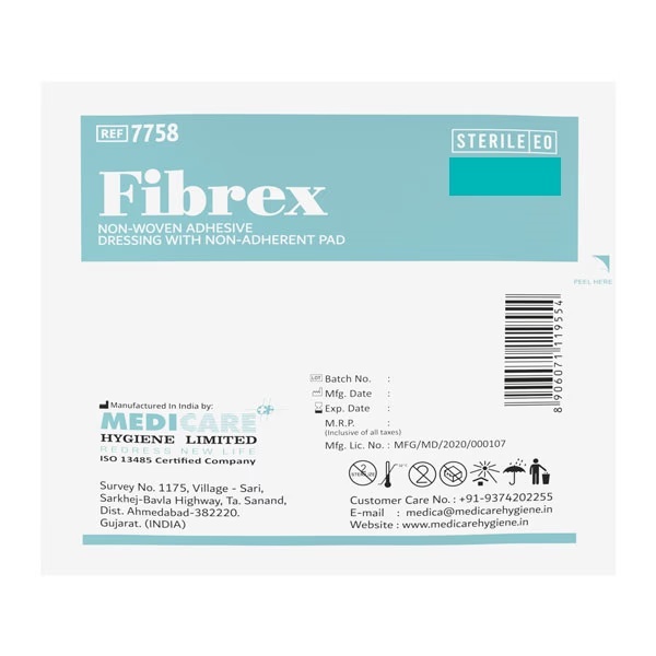 Medica Fibrex Non Woven Adhesive Dressing With Non Adherent Pad 9 cm x 15 cm 1's