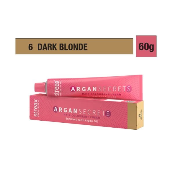 Streax Professional Argan Secret Hair Colourant Cream with Argan Oil - Dark Blonde 6 60 gm