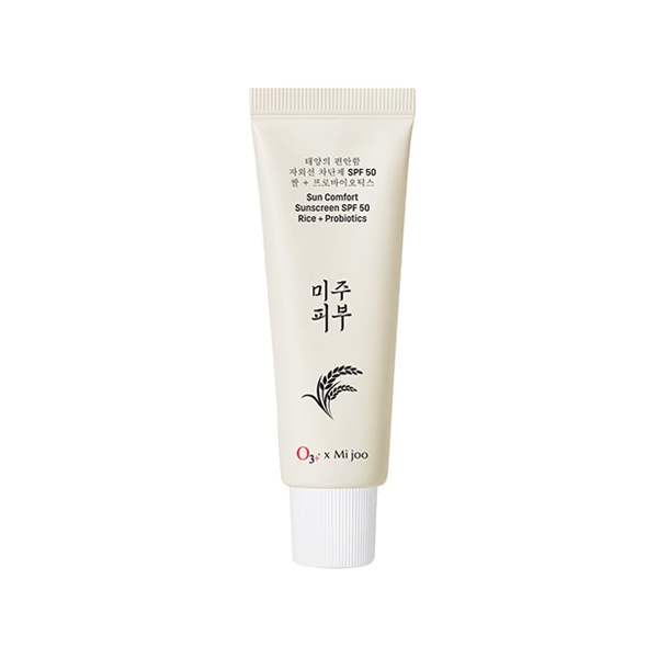 O3+ Mijoo Korea Sun Comfort Lightweight & Moisturising Sunscreen SPF 50 with Rice Probiotics 50 gm