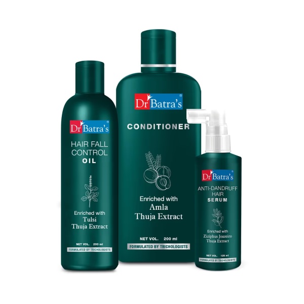 Dr Batra's Anti-Dandruff Hair Serum 125 ml + Conditioner 200 ml + Hair Fall Control Oil 200 ml