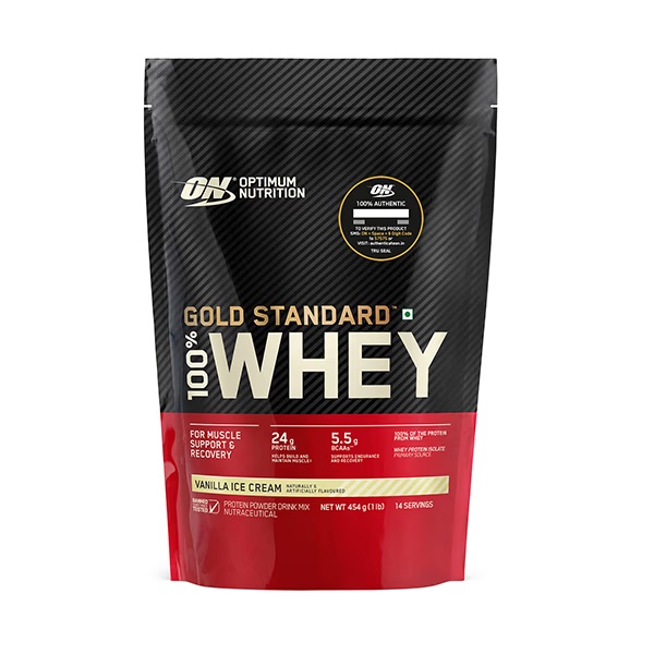 Optimum Nutrition (ON) 100% Whey Gold Standard Powder - Vanilla Ice Cream 1 lb