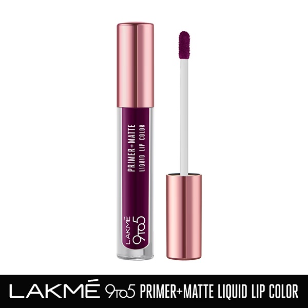 Lakme 9to5 Primer + Matte Liquid Lip Color MM4 Dynamic Purple 4.2 ml