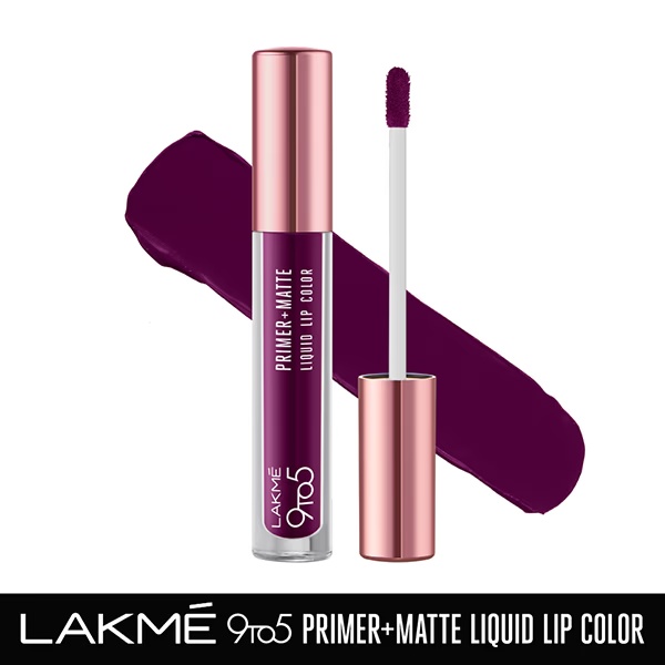 Lakme 9to5 Primer + Matte Liquid Lip Color MM4 Dynamic Purple 4.2 ml