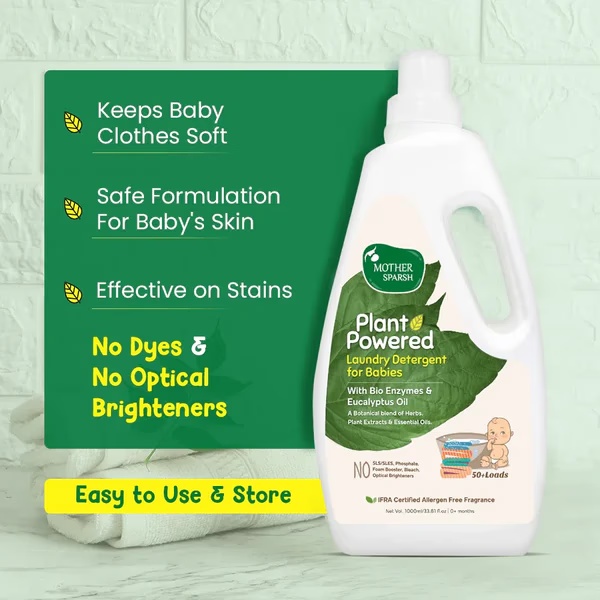 Mother Sparsh Plant Powered Baby Liquid Laundry Detergent With Bioenzymes & Eucalyptus Oil 200 ml