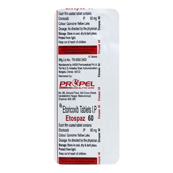 ETOSPAZ 60 Tablet 10's