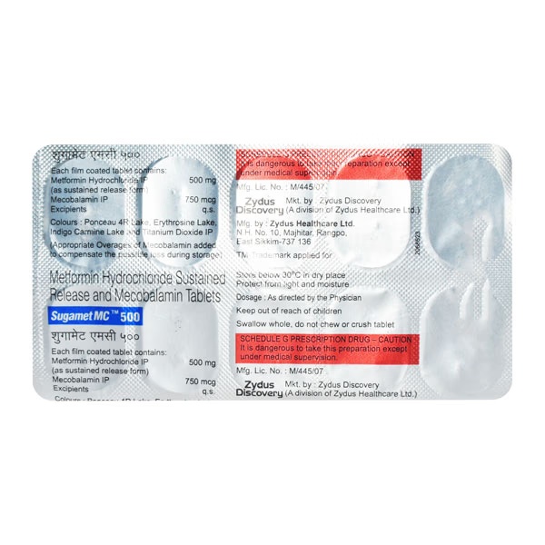 Sugamet MC 500mg Tablet 10'S