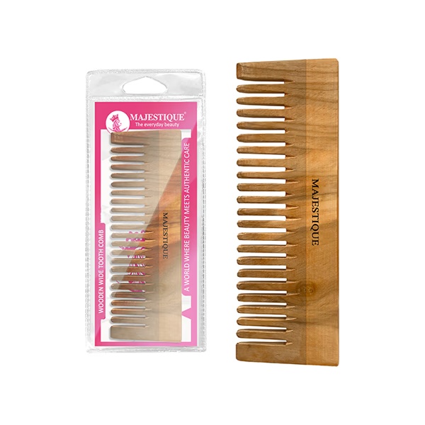 Majestique Wooden Wide Tooth Comb, Ideal for Detangling and Styling All Hair Types 1's